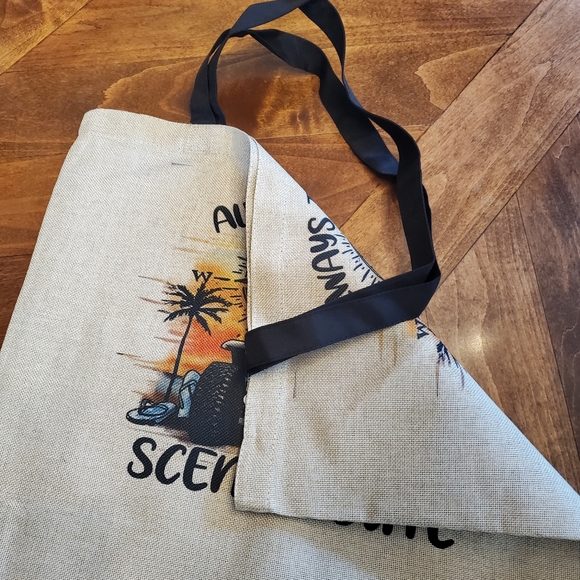 Always Take the Scenic Route Burlap Tote Bag - Picture 6 of 7